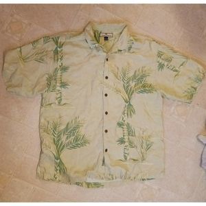 Tommy Bahama XL green palm tree men's 100% silk shirt Cruise wear